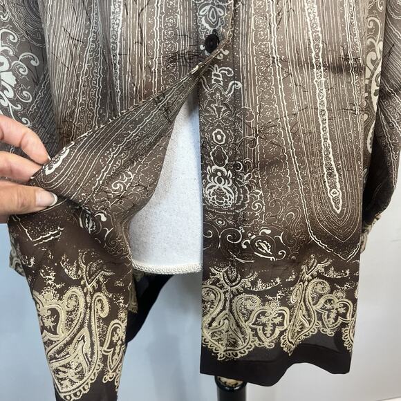 Nygard Collection Blouse Tunic size 14 Brown Paisley Sheer Career Church Modest - Picture 5 of 8